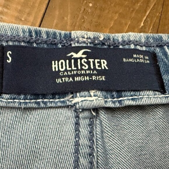 Hollister Denim Jeans Ultra High Rise Flare Pull On Blue Swirl Marble Retro S - Picture 3 of 3